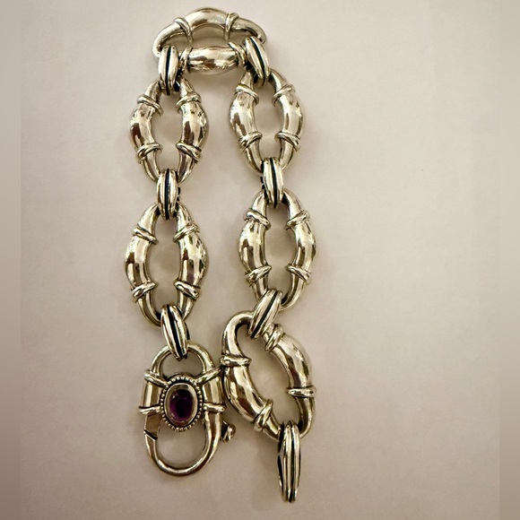 Scott Kay 925 Silver Links Bracelet with Amethyst Gem 💎 NWT💫 - Picture 7 of 7